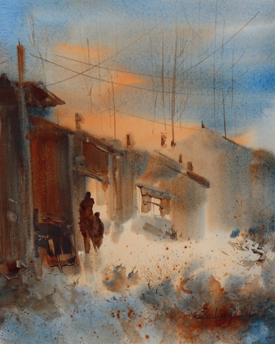FEALING LIN Fine Gallery/Descanso Gardens watercolor painting At Dusk, China - 3