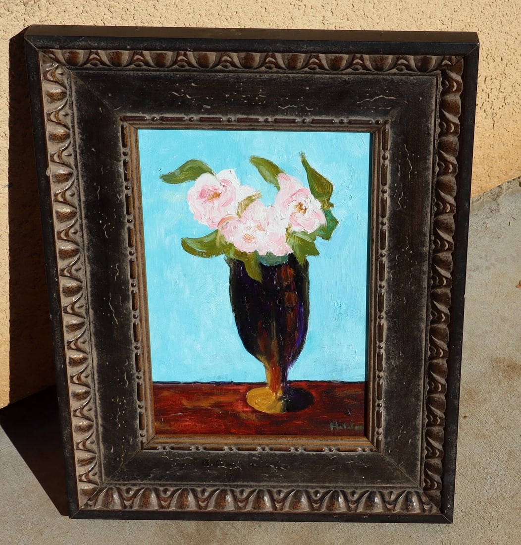 MARTHA HOLDEN California Modernist French Roses in a Brown Vase - 2