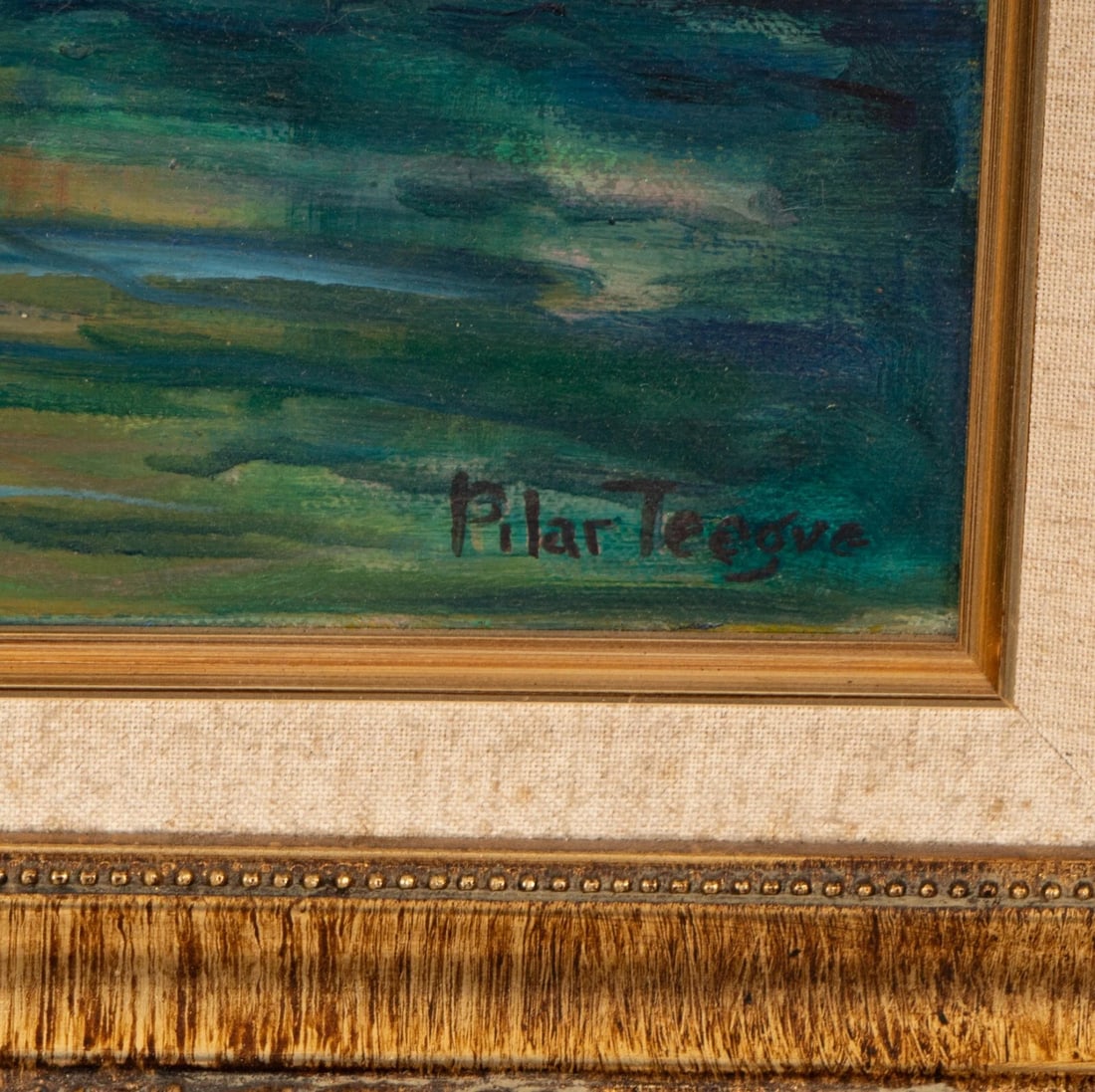 PILAR TEAGUE Santa Monica Pier? with Buildings, Figures & Seagulls oil painting - 3