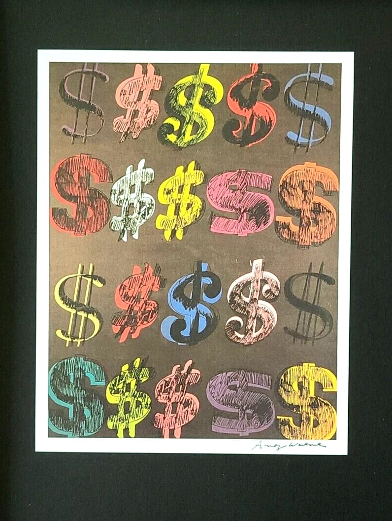Andy Warhol | Vintage 1984 Dollar Signs Print Signed | Mounted and Framed - 2