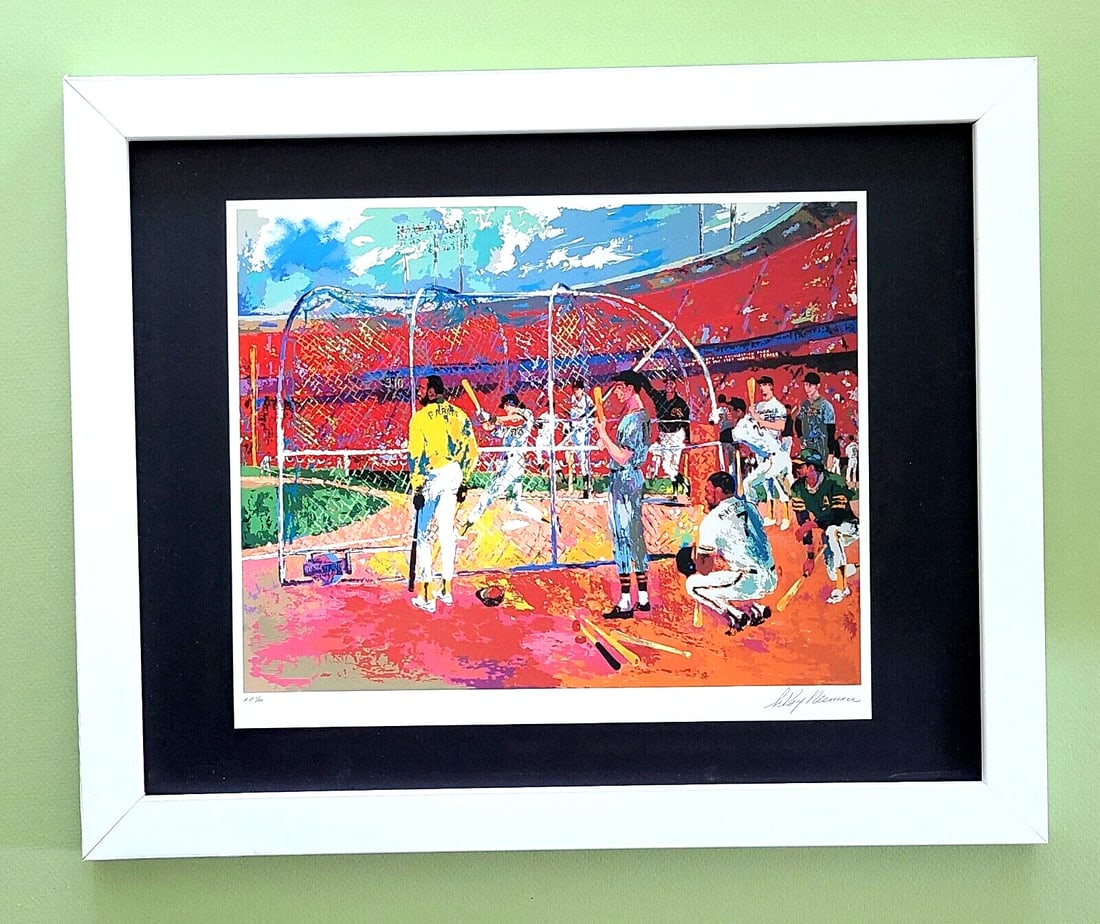 LeRoy Neiman " A'S VS GIANTS BASEBALL " Signed Pop Art Mounted Framed New 11x14: Beautiful and Scarce Original 1989 Print After Leroy Neiman " A'S VS GIANTS BASEBALL " Signed on the Plate This piece is mounted on a 11 x 14 in. black acid free premium black board. Framed covers an