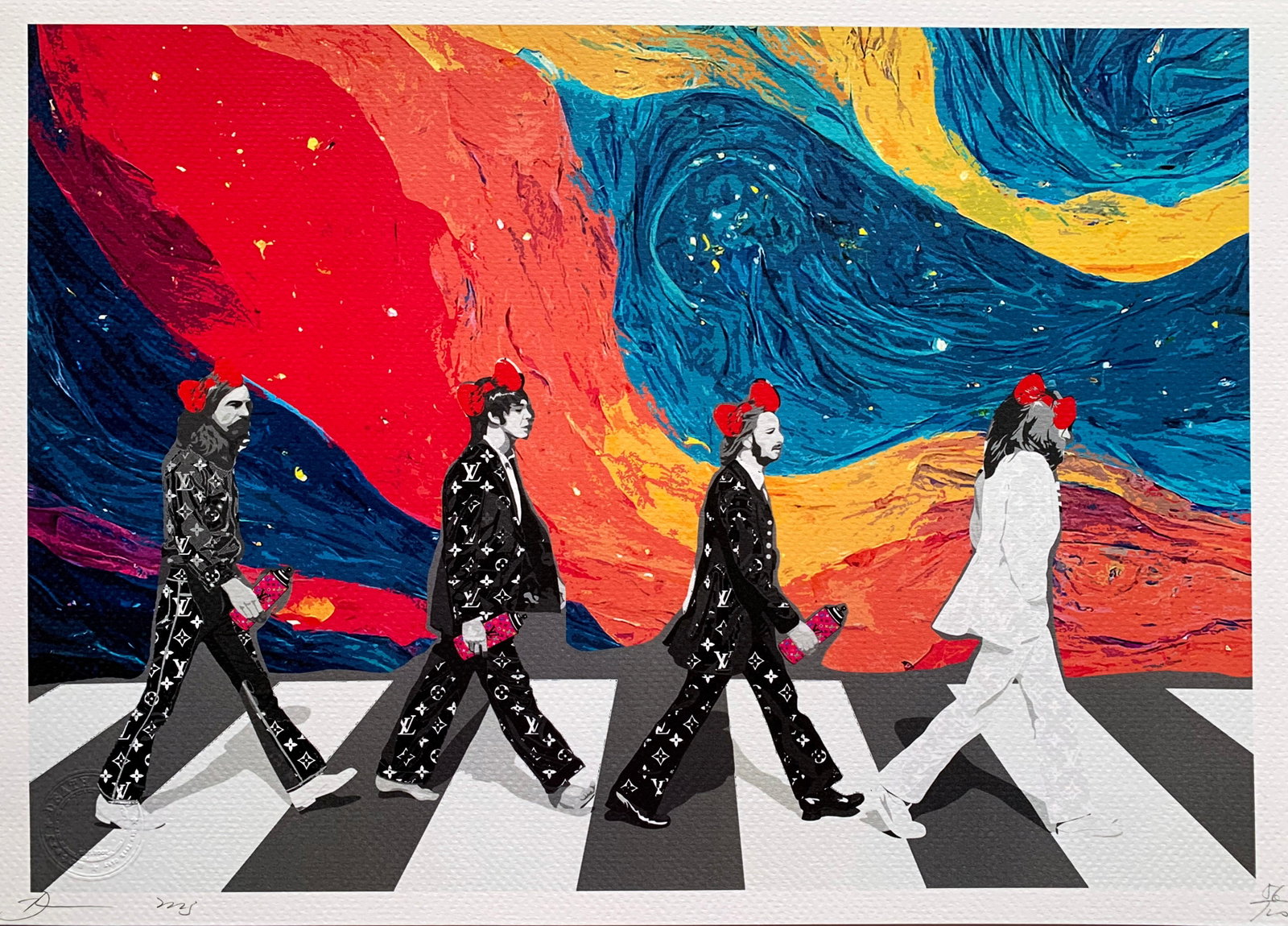 Death NYC Beatles Sky: Title:Death NYC Beatles Sky Date/Period:21st Century Materials:Giclee on Fine art 300 gsm paper Size:17 3/4 x 12 1/2 inches Description:Artist: Death NYC, limited edition giclee on paper, out of