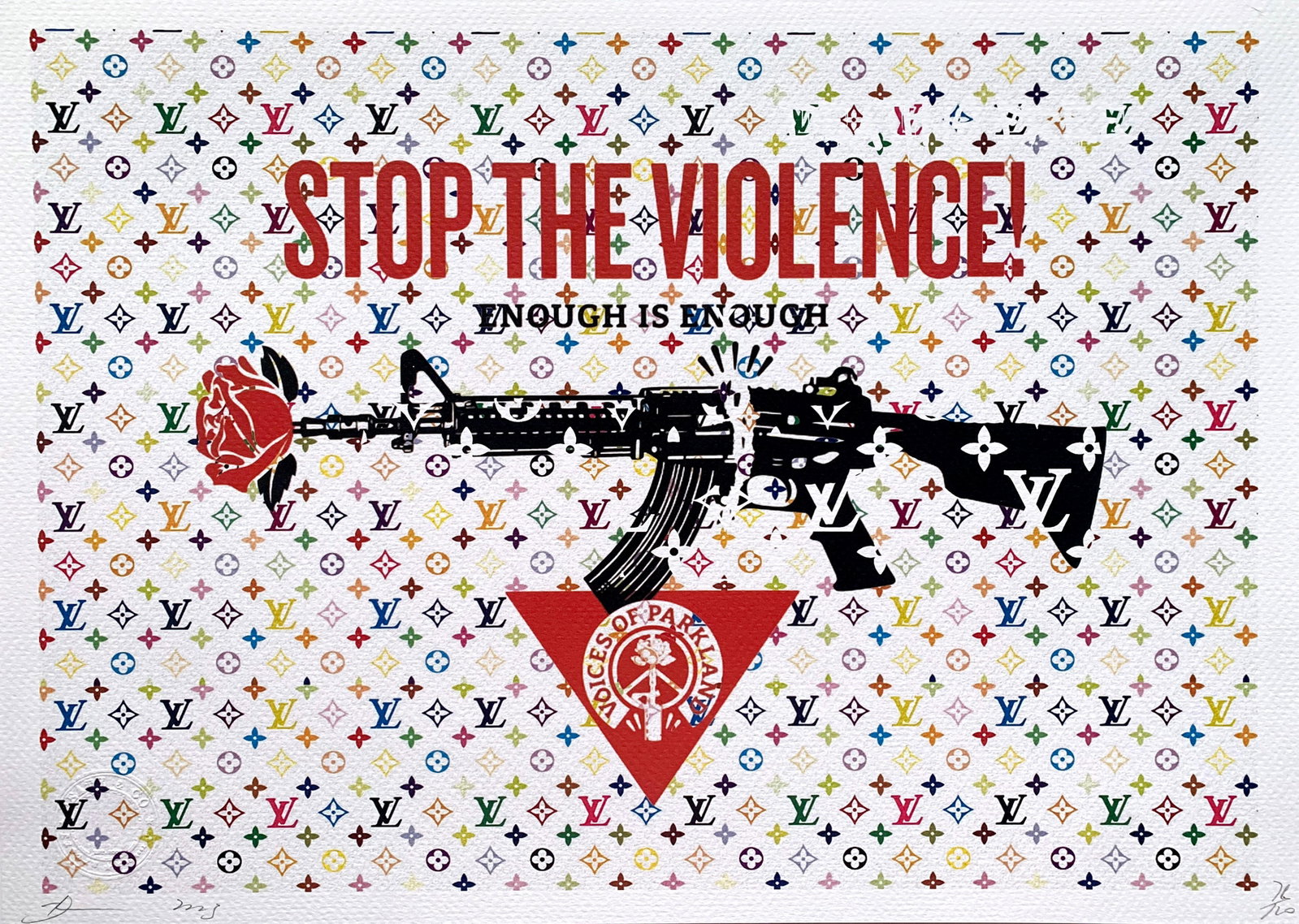 Death NYC Stop The Violence: Title:Death NYC Stop The Violence Date/Period:21st Century Materials:Giclee on Fine art 300 gsm paper Size:17 3/4 x 12 1/2 inches Description:Artist: Death NYC, limited edition giclee on paper, out