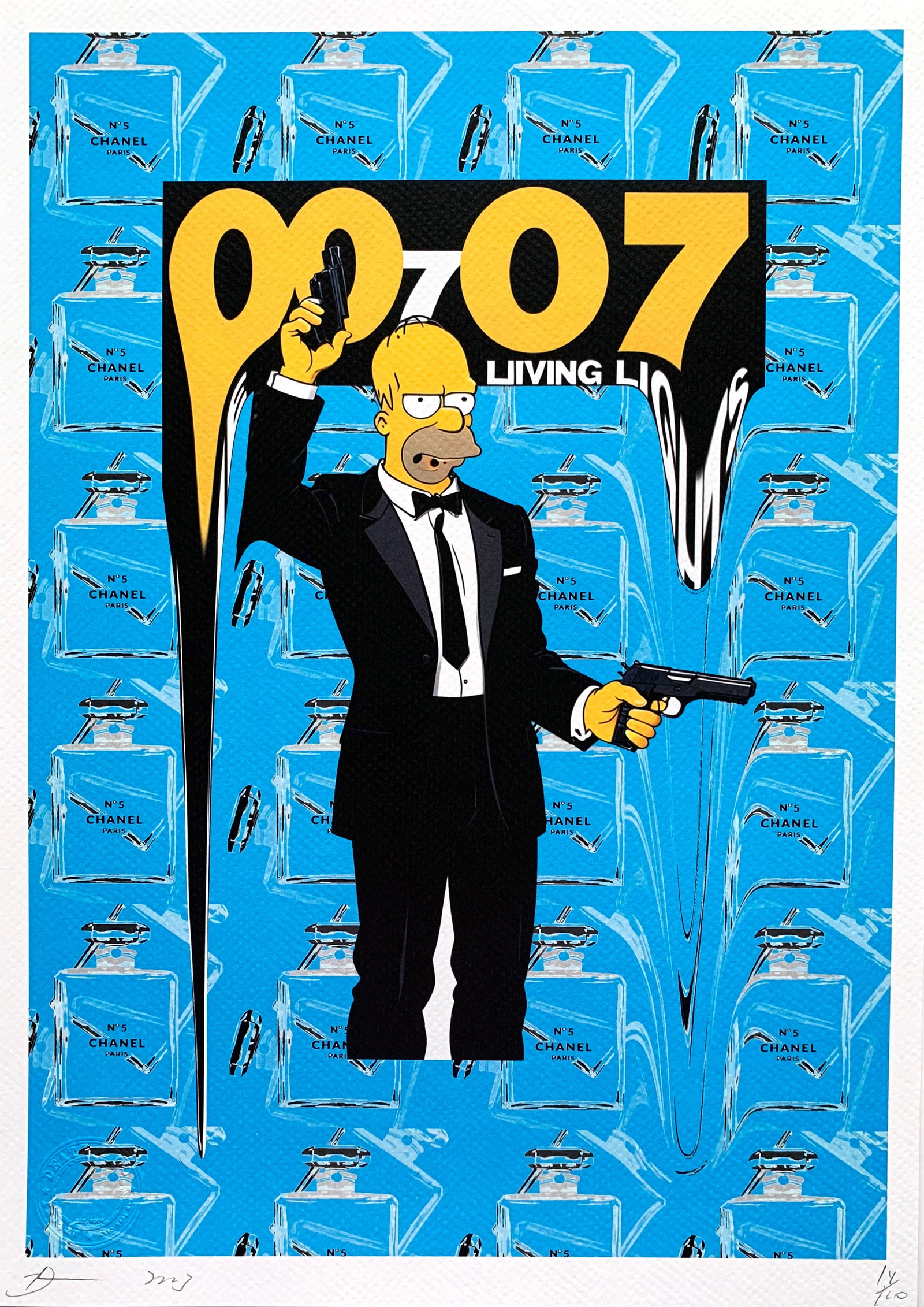Death NYC Simpson 007: Title:Death NYC Simpson 007 Date/Period:21st Century Materials:Giclee on Fine art 300 gsm paper Size:17 3/4 x 12 1/2 inches Description:Artist: Death NYC, limited edition giclee on paper, out of