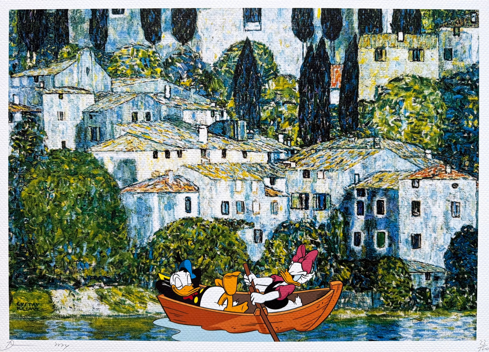 Death NYC Klimt Donald Duck: Title:Death NYC Klimt Donald Duck Date/Period:21st Century Materials:Giclee on Fine art 300 gsm paper Size:17 3/4 x 12 1/2 inches Description:Artist: Death NYC, limited edition giclee on paper, out