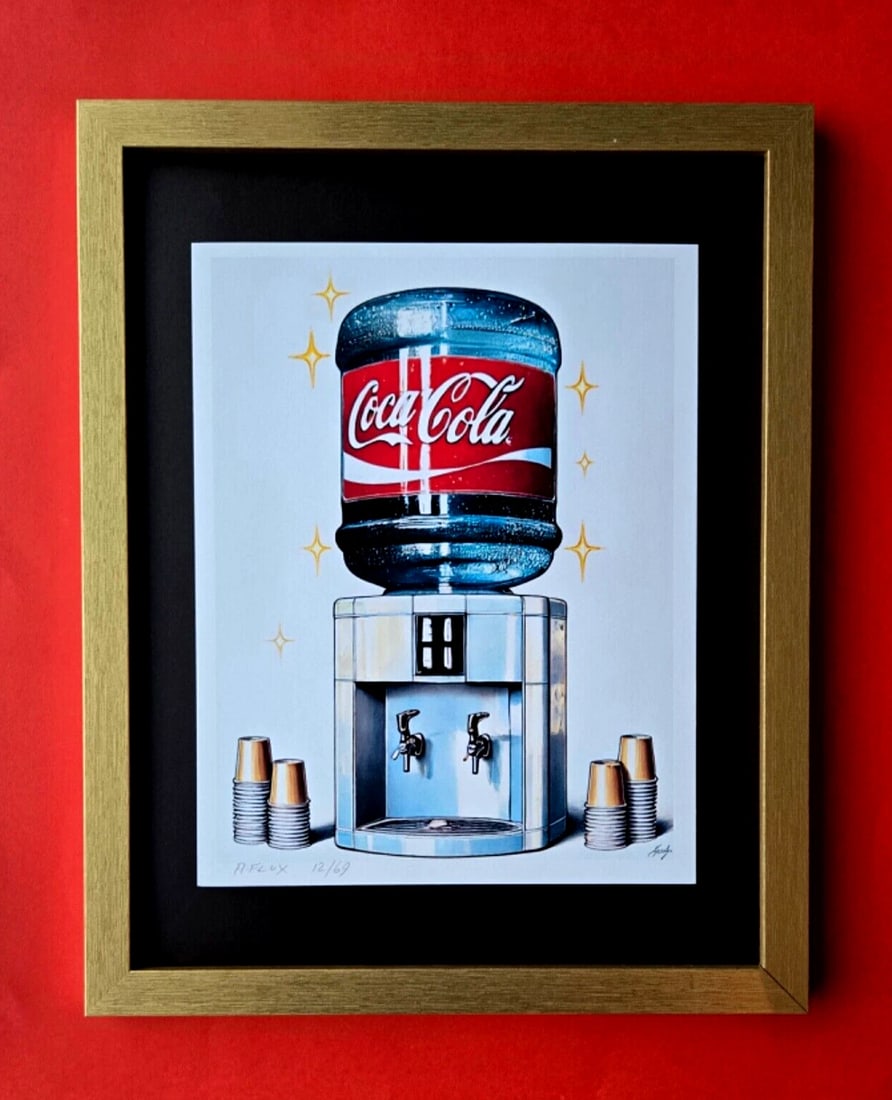 AIDAN FLUX | Hand Signed Original Print LtdEd of 69 COA | COCA COLA LOVE: This is a Stunning and Scarce 100% Authentic New Print by Aidan Flux AIDAN Flux represents a new wave of artists who embrace technology as a partner in creation, crafting works that resonate with the