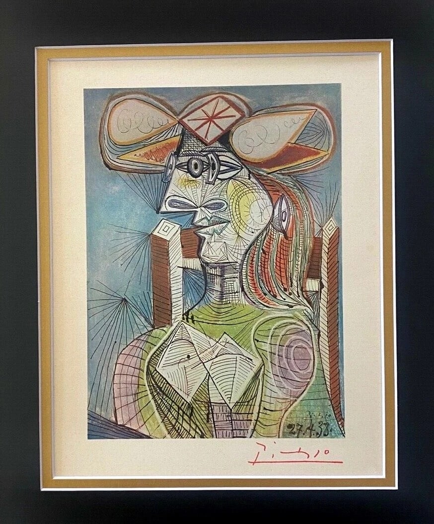 PICASSO 1948 VINTAGE SIGNED PRINT BEAUTIFUL MATTED FRAMED READY TO HANG - 2