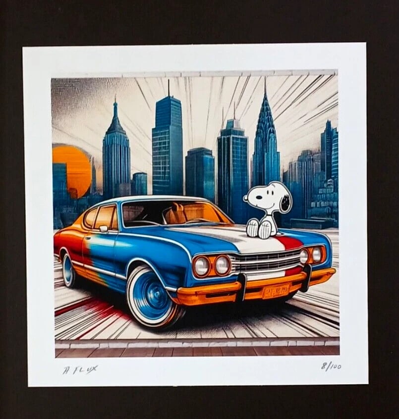 AIDAN FLUX | Hand Signed Original Print Framed | Ltd. Ed. of 100 | COA Snoopy - 2