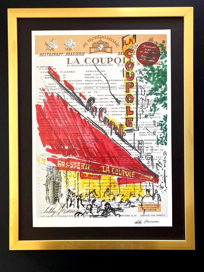 LEROY NEIMAN + SKETCHBOOK DRAWING PARIS + CIRCA 1970'S + SIGNED PRINT FRAMED: We have for Sale this LEROY NEIMAN AWESOME 1971 SKETCH ON PAPER PRINT " SCENES OF PARIS " FACSIMILE SIGNED IN INK FULL OF COLOR PRINT SIZE OF THE PRINT: 14 X 10 in FRAME COVERS AN AREA OF 17 X 12 in M