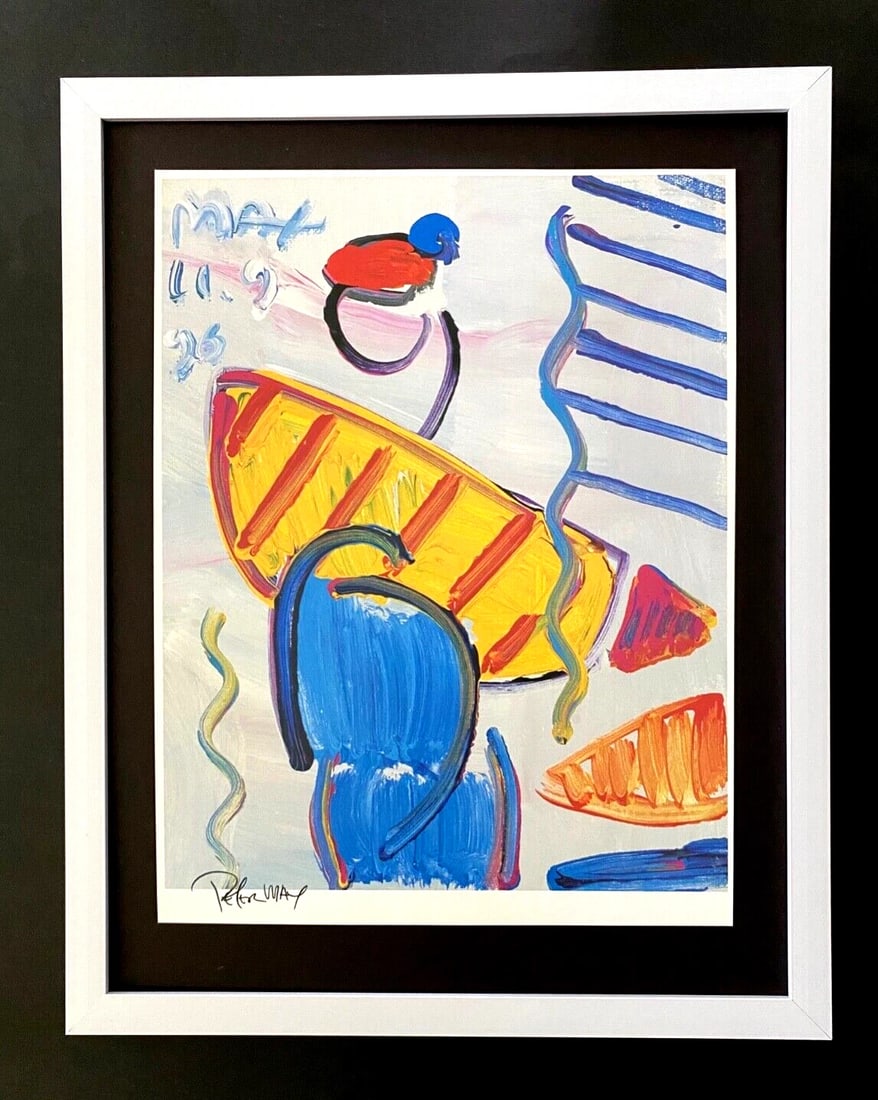PETER MAX + BEAUTIFUL + SIGNED POP ART PRINT + NEW FRAME: We have for Sale this Print After PETER MAX AWESOME PRINT ON GLOSSY PAPER FACSIMILE SIGNED IN INK FULL OF COLOR PRINT SIZE OF THE PRINT IS ABOUT : 10 X 8 in FRAME COVERS AN AREA OF 15 X 12 in MOUNTED 