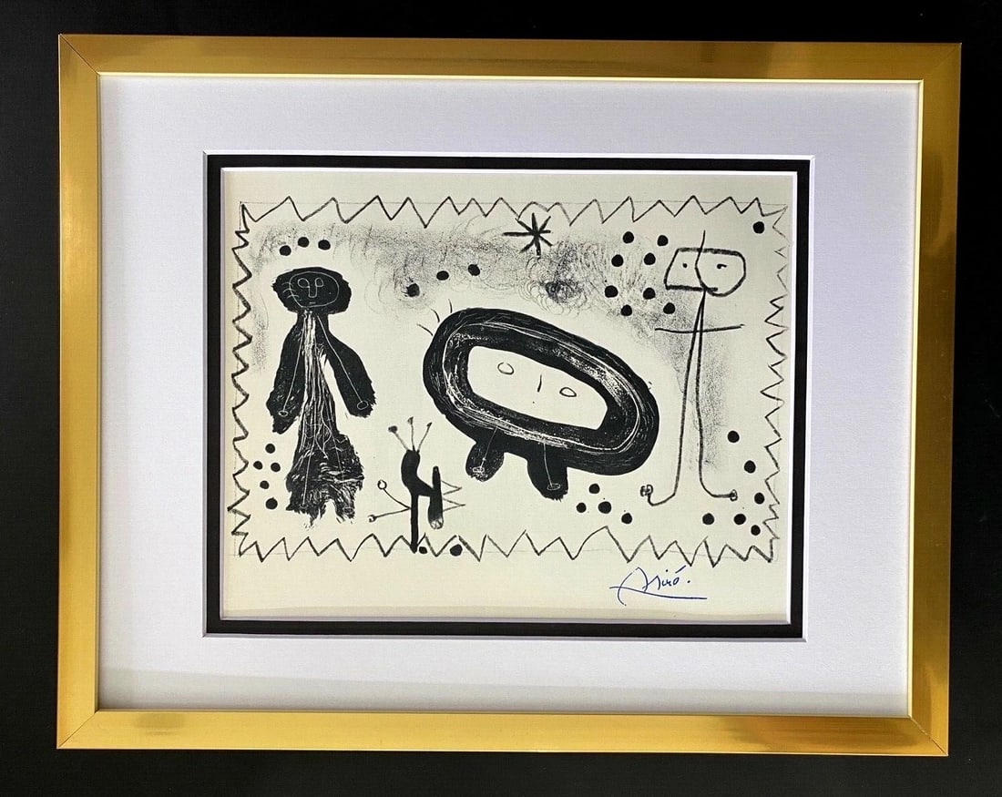 JOAN MIRO 1971 BEAUTIFUL SIGNED PRINT MATTED FRAMED (1 of 2)