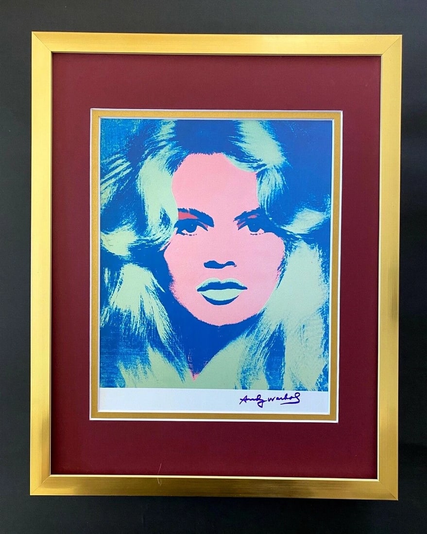 ANDY WARHOL 1984 SIGNED AWESOME BRIGITTE BARDOT PRINT MATTED TO 11X14: This is an Awesome and Scarce 1984 Print after Andy Warhol FACSIMILE SIGNATURE IN INK " BRIGITTE BARDOT " from - His Portraits Collection- Professionally Matted to be Framed at Home on your Favorite 1
