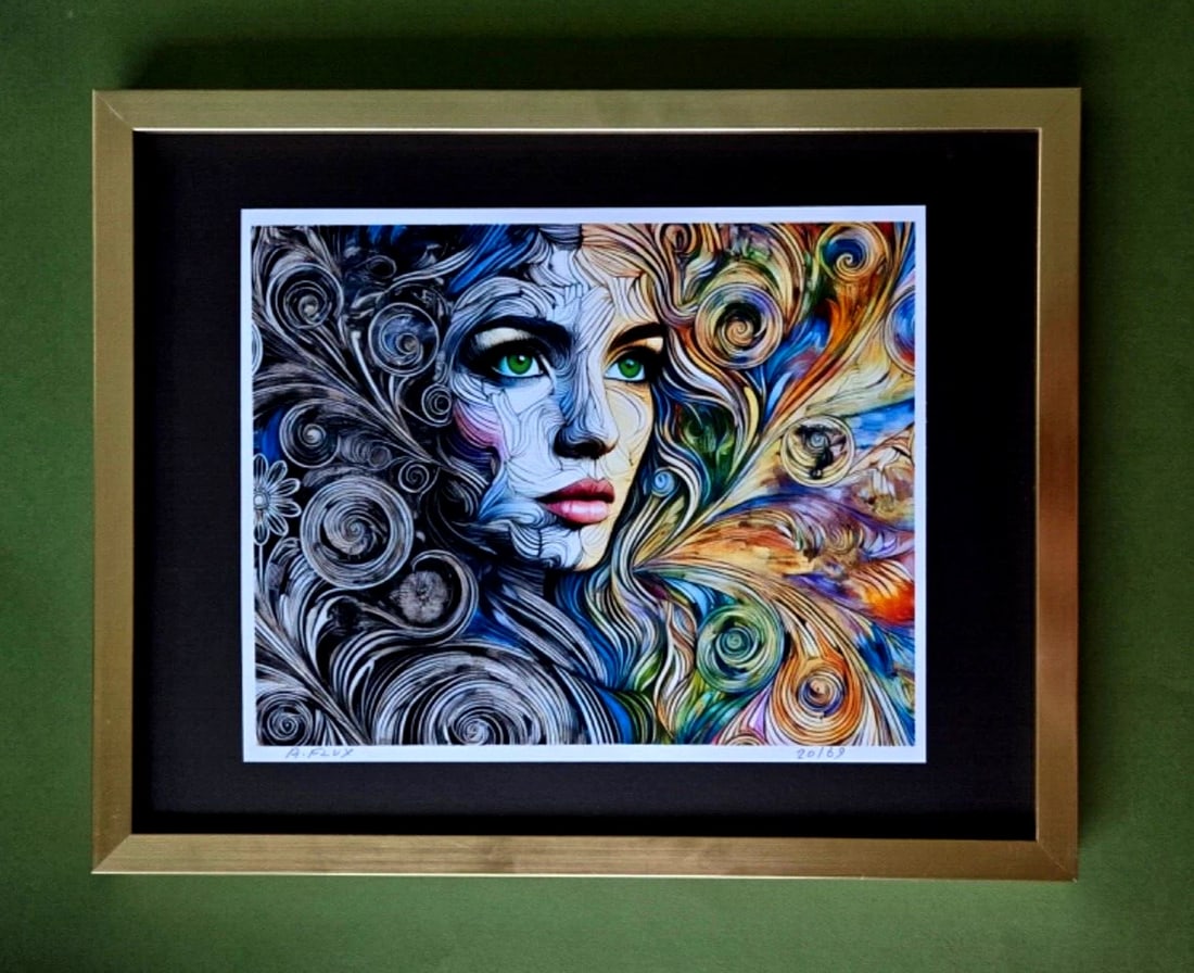 AIDAN FLUX | Hand Signed Original Print Framed LtdEd of 69 COA | RESILIENCE: This is a Stunning and Scarce 100% Authentic New Print by Aidan Flux AIDAN Flux represents a new wave of artists who embrace technology as a partner in creation, crafting works that resonate with the