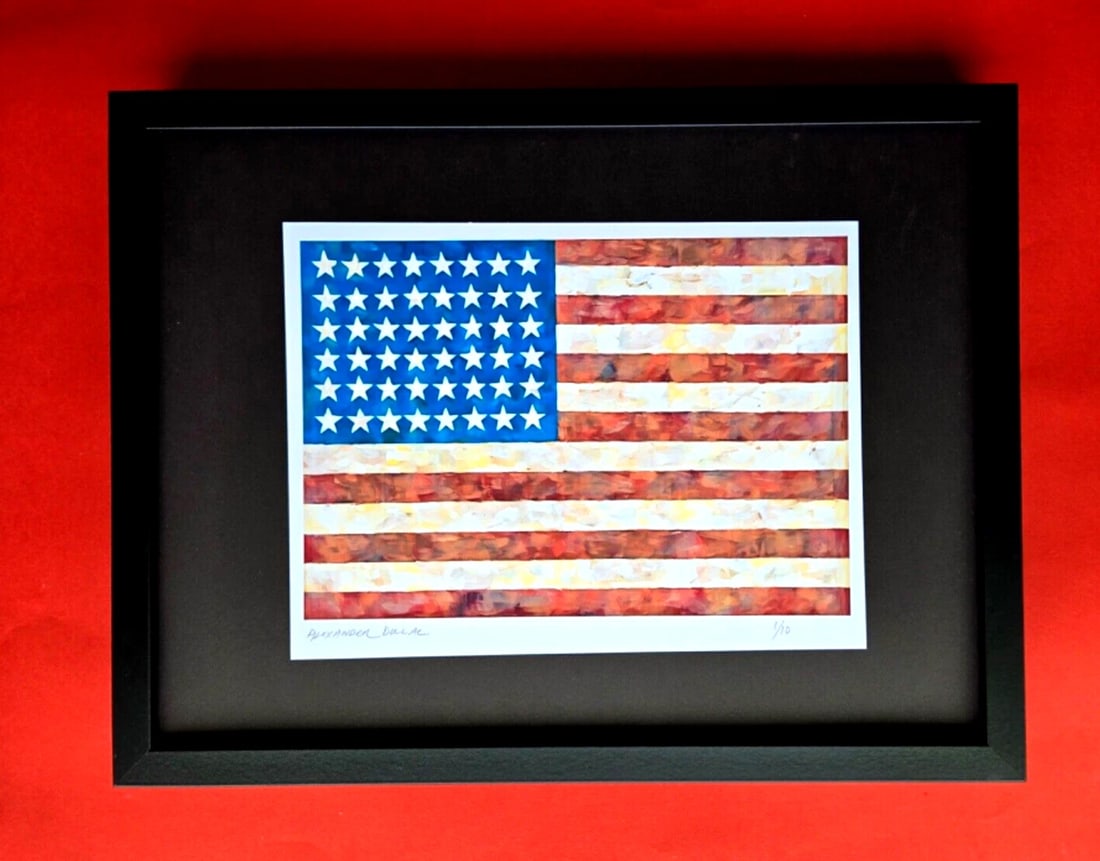 ALEXANDER DULAC Hand Signed Authentic Print | THE FLAG OF USA Ltd.Ed. of 10 COA: Up for Sale is this Beautiful and Elegant Hand Signed Authentic Giclee by renowned contemporary artist ALEXANDER DU LAC " THE FLAG OF USA " The print is mounted and framed. The area covered by the