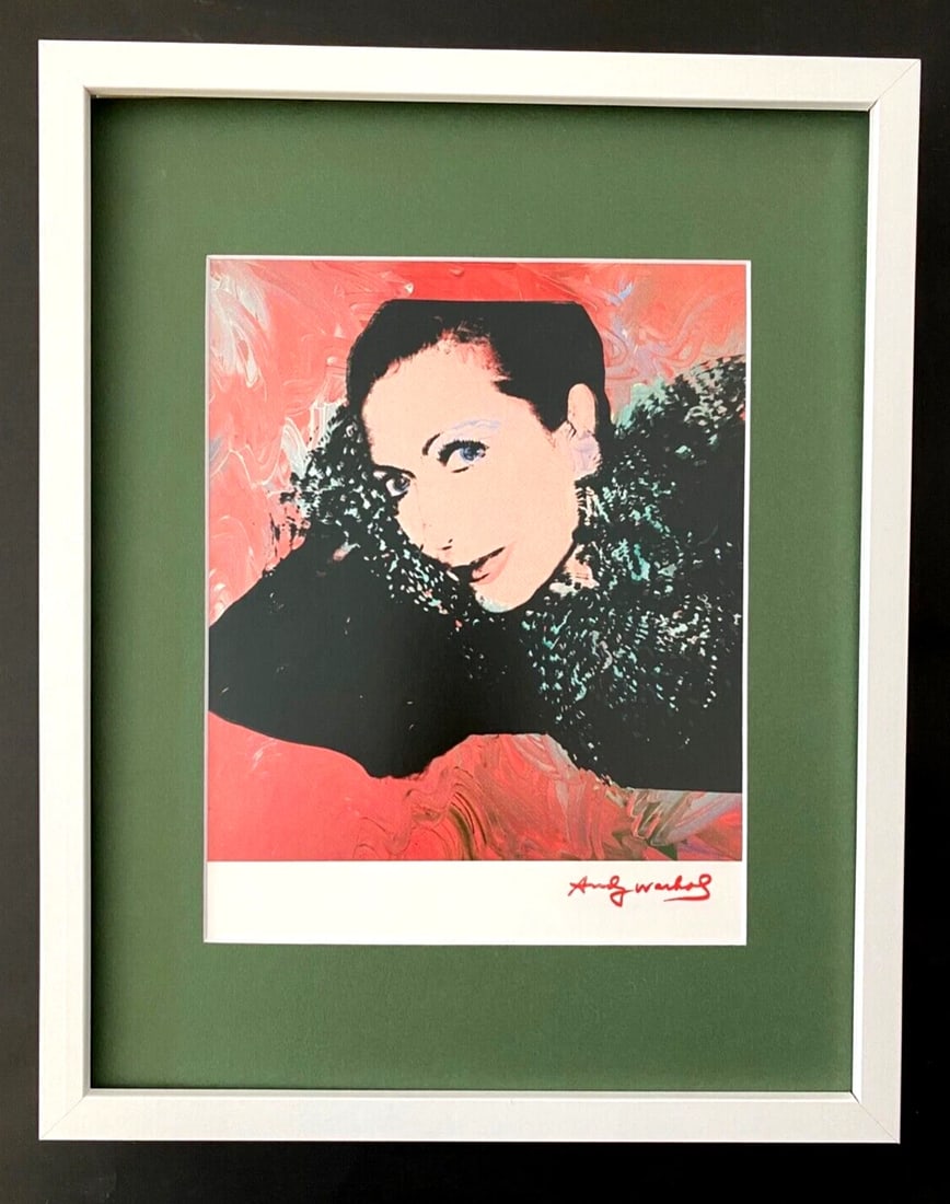 ANDY WARHOL + RARE 1984 SIGNED HELENE ROCHAS PRINT MATTED AND FRAMED: This is a Stunning and Scarce 1984 Print after Andy Warhol FACSIMILE SIGNATURE IN RED INK " HELENE ROCHAS " from - His Pop Art Collection- Matted and Framed covering an area of 15x12in. Printed in Pap