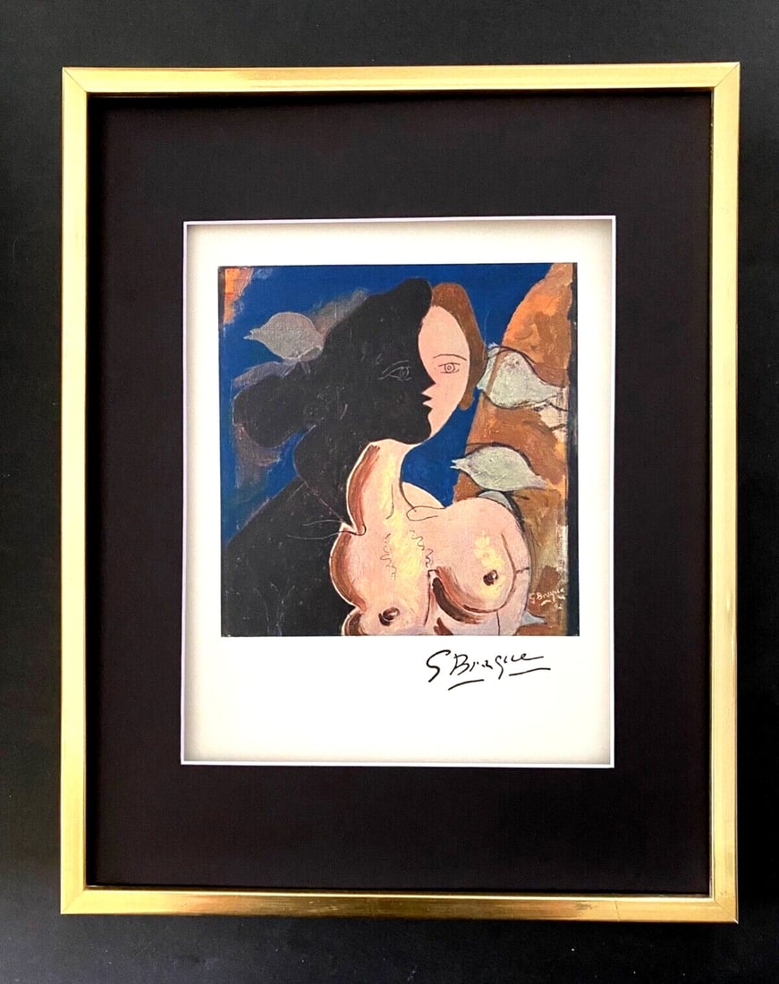 GEORGES BRAQUE + 1948 AWESOME SIGNED FIGURE PRINT + MATTED & FRAMED (1 of 2)