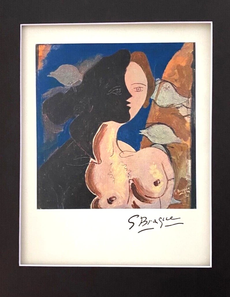 GEORGES BRAQUE + 1948 AWESOME SIGNED FIGURE PRINT + MATTED & FRAMED - 2