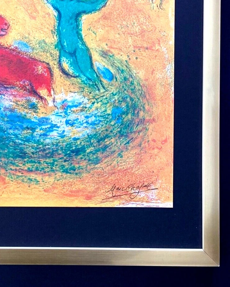 MARC CHAGALL + 1977 BEAUTIFUL SIGNED ARTISTIC FIGURE PRINT FRAMED - 3