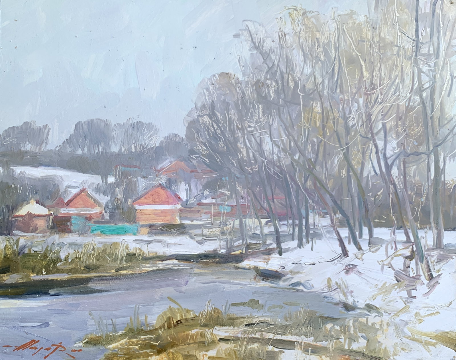 Oil painting Near the lake Oleksandr Oleksandrovich Nazarenko: Title: Oil painting Near the lake Oleksandr Oleksandrovich Nazarenko Description: 69NAA Painter: Oleksandr Nazarenko Size: 34x42 cm/13,38x16,53 inches Components: Oil, cardboard Original painting
