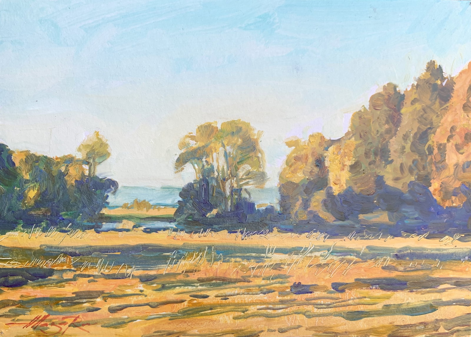 Oil painting Autumn Oleksandr Oleksandrovich Nazarenko: Title: Oil painting Autumn Oleksandr Oleksandrovich Nazarenko Description: 80NAA Painter: Oleksandr Nazarenko Size: 25x35 cm/9,84x13,78 inches Components: Oil, cardboard Original painting from our col