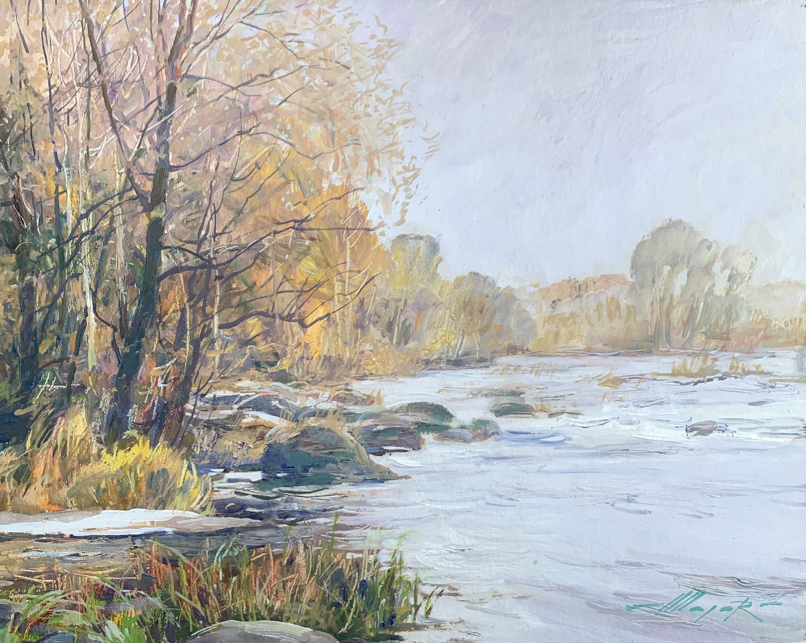 Oil painting Thresholds Bug River Oleksandr Oleksandrovich Nazarenko: Title: Oil painting Thresholds Bug River Oleksandr Oleksandrovich Nazarenko Description: 81NAA Painter: Oleksandr Nazarenko Size: 40x50 cm/15,75x19,68 inches Components: Oil, cardboard Original painti