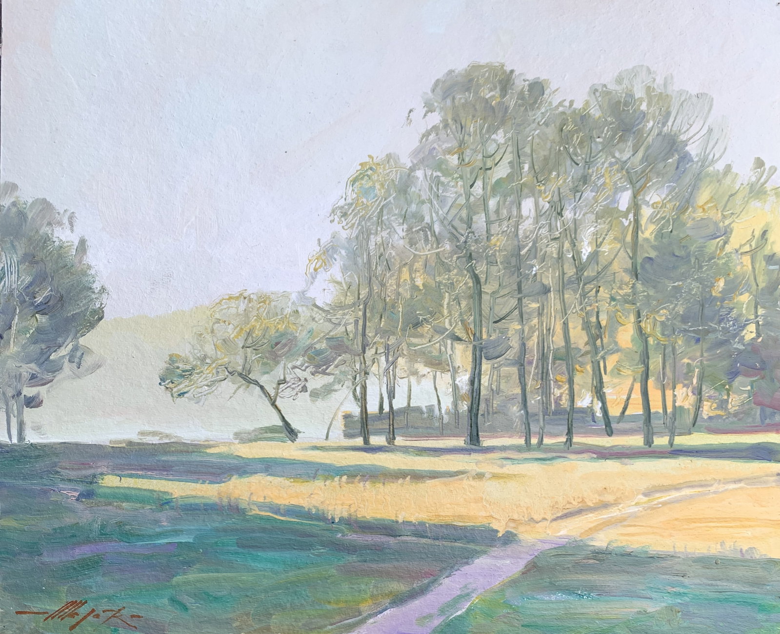 Oil painting Morning Oleksandr Oleksandrovich Nazarenko: Title: Oil painting Morning Oleksandr Oleksandrovich Nazarenko Description: 83NAA Painter: Oleksandr Nazarenko Size: 35x40 cm/13,78x15,75 inches Components: Oil, cardboard Original painting from our c