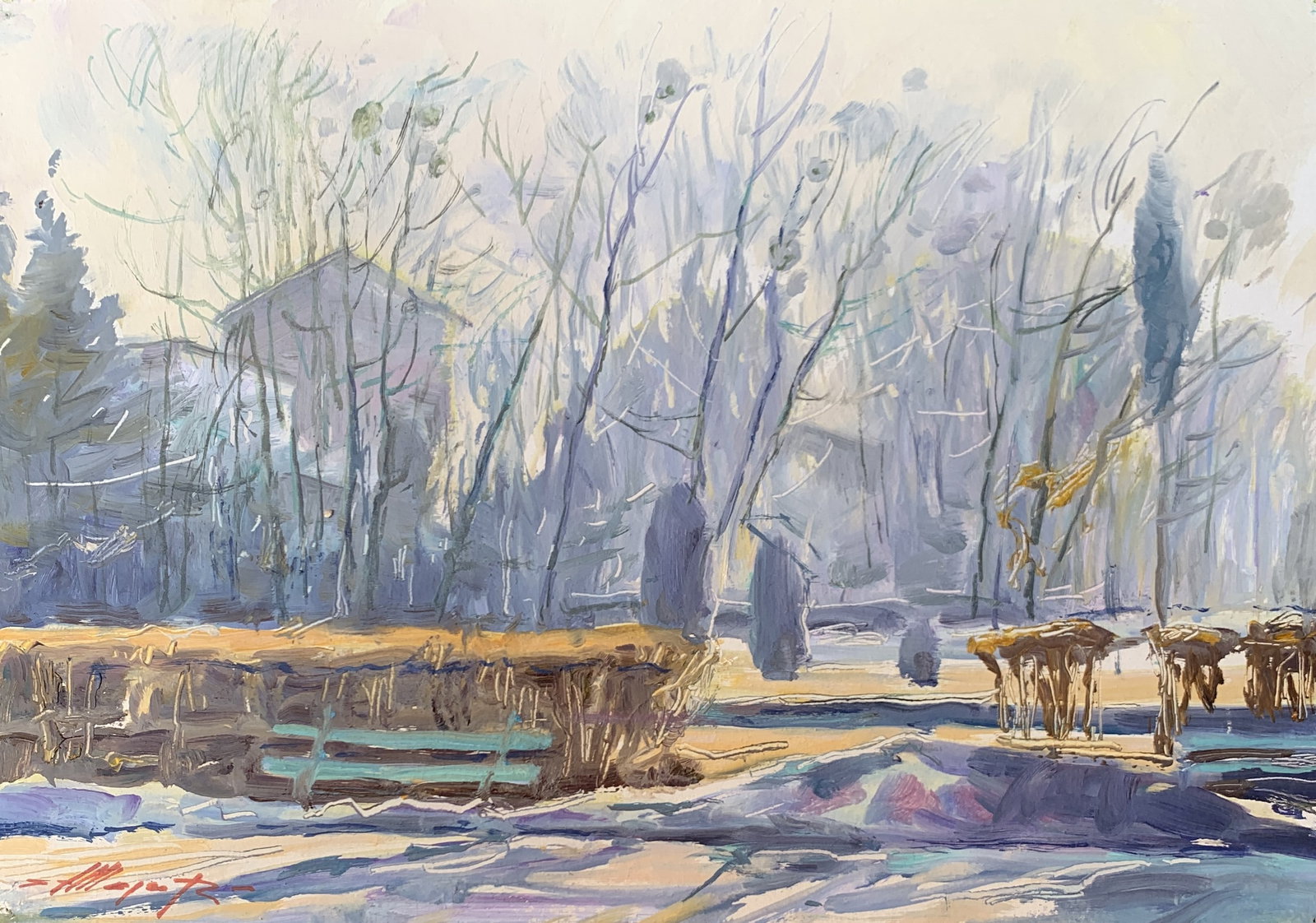 Oil painting Morning Oleksandr Oleksandrovich Nazarenko: Title: Oil painting Morning Oleksandr Oleksandrovich Nazarenko Description: 88NAA Painter: Oleksandr Nazarenko Size: 25x35 cm/9,84x13,78 inches Components: Oil, cardboard Original painting from our co