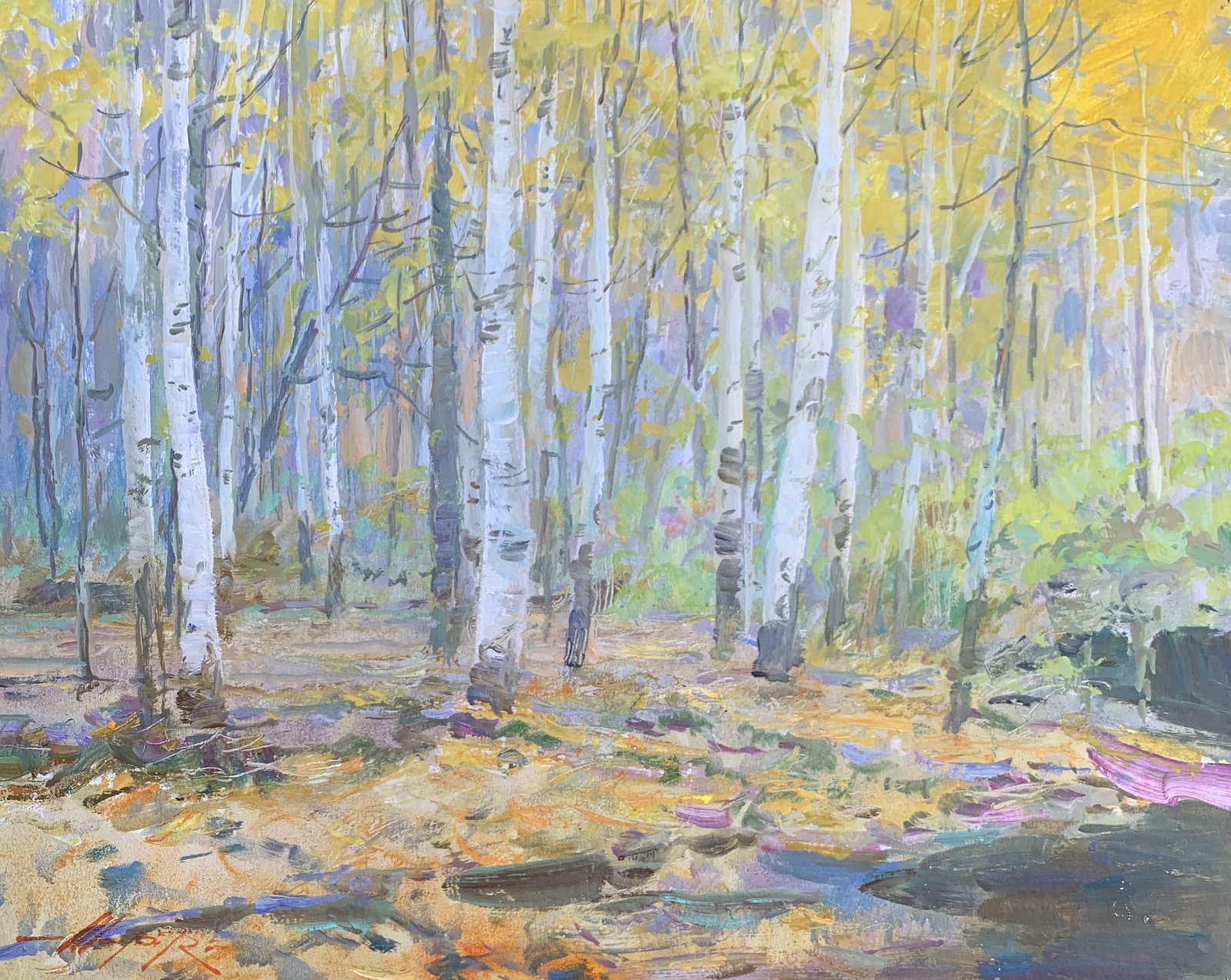 Oil painting Birches Oleksandr Oleksandrovich Nazarenko: Title: Oil painting Birches Oleksandr Oleksandrovich Nazarenko Description: 121NAA Painter: Oleksandr Nazarenko Size: 40x50 cm/15,75x19,68 inches Components: Oil, cardboard Original painting from our 