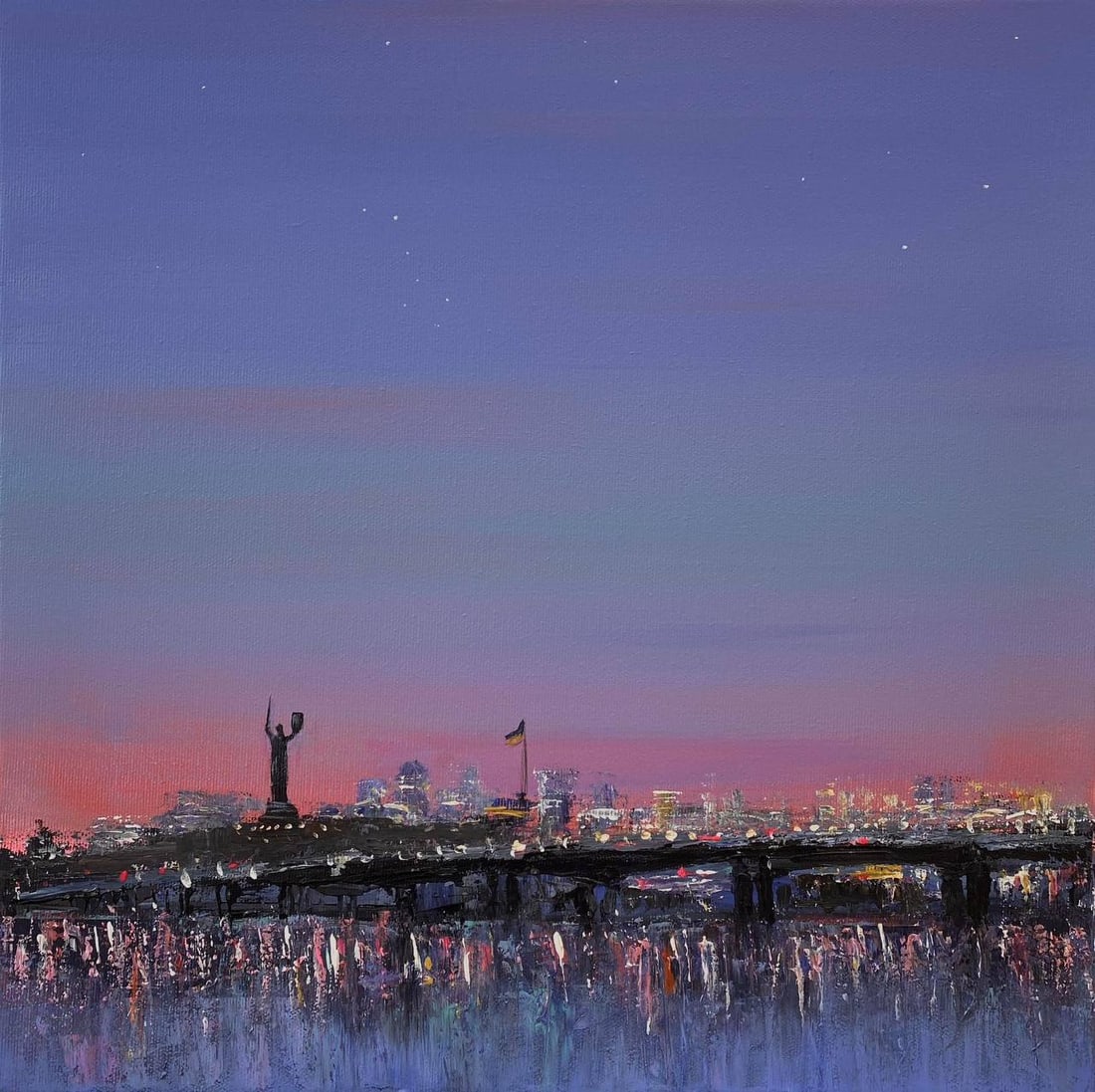 Acrylic painting Kyiv Igor Kutsenko: Title: Acrylic painting Kyiv Igor Kutsenko Description: 54Kut Painter: Igor Kutsenko Size: 40x40 cm/15,75x15,75 inches Components: Acrylic, canvas Original painting from our collection ERA: 2025
