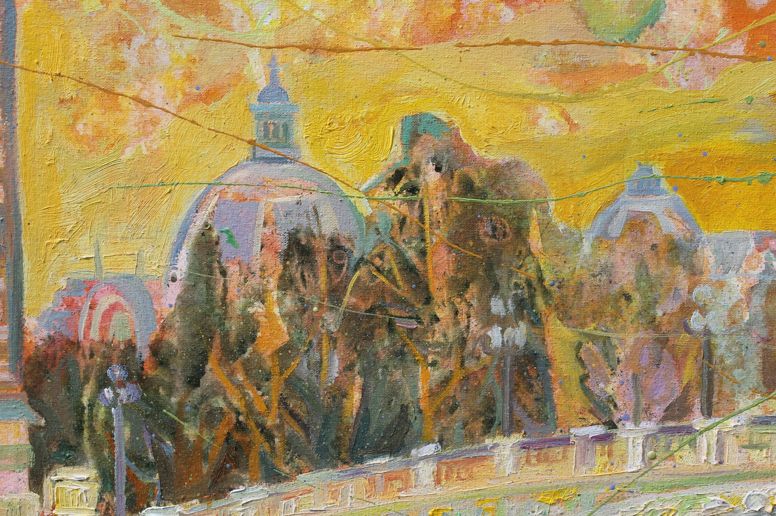 Oil acrylic painting Evening over the Seine Maria Voloschak - 3