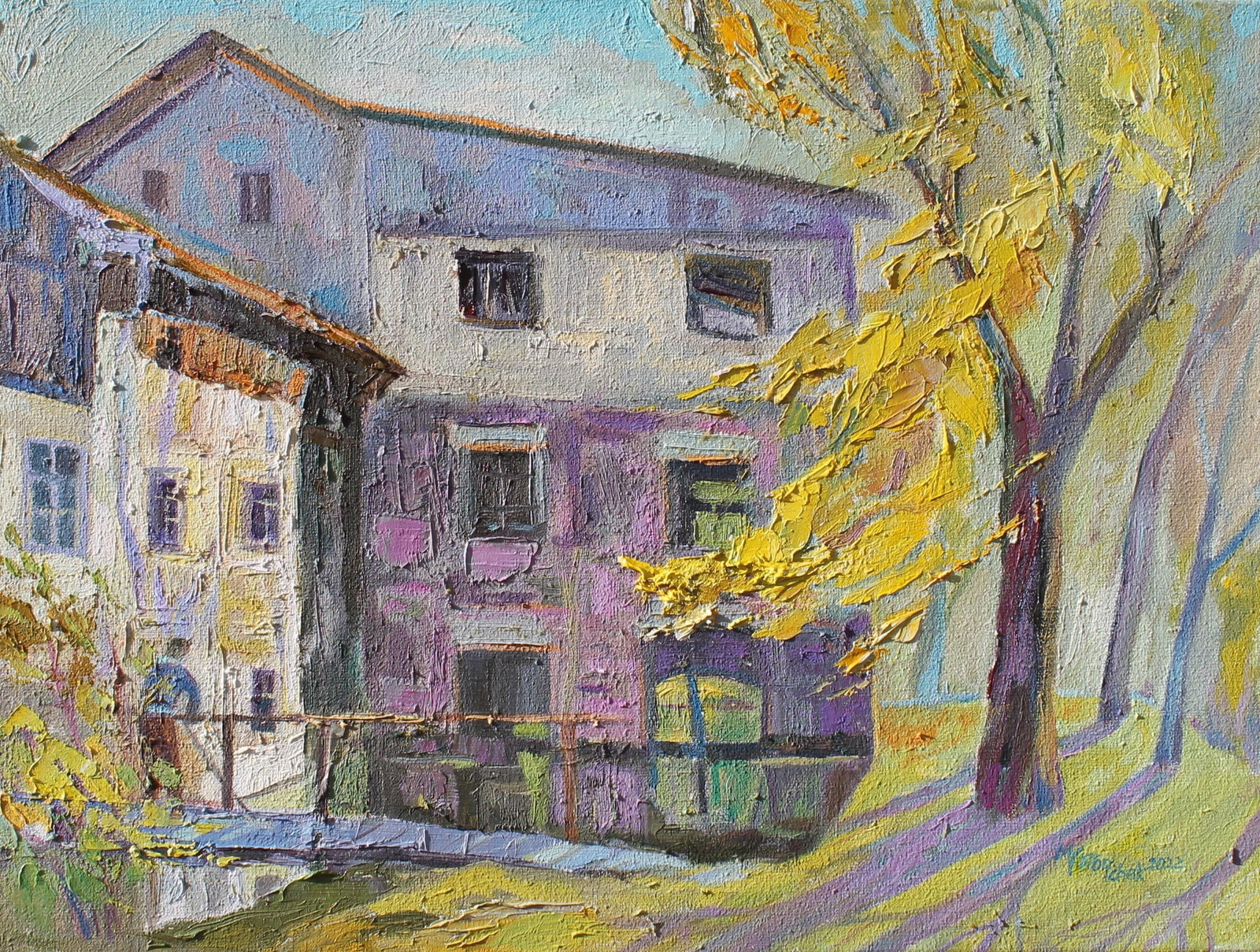 Oil painting The mill in Strusov Maria Voloschak: Title: Oil painting The mill in Strusov Maria Voloschak Description: 14Vor Painter: Maria Voloschak Size: 30x40 cm/11,81x15,75 inches Components: oil, canvas Original painting from our collection ERA: