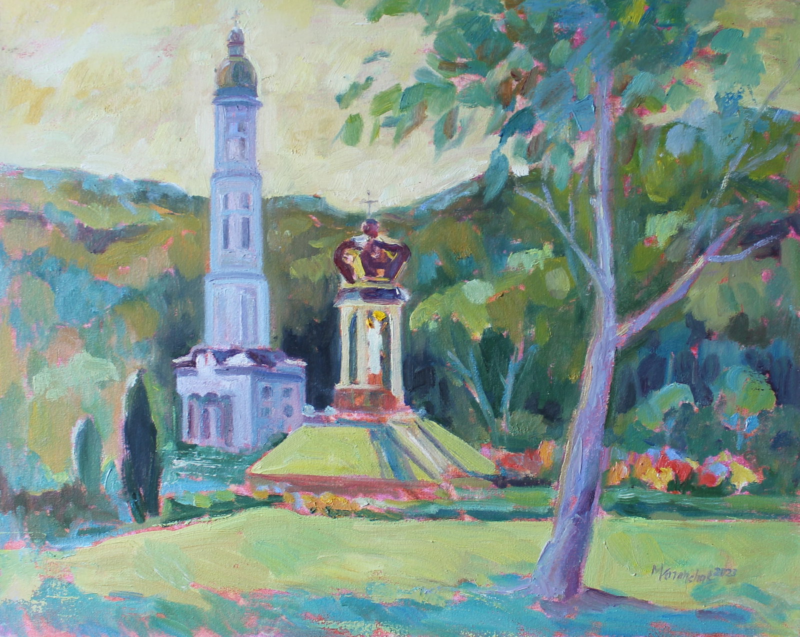 Oil painting Landscape Summer Maria Voloschak: Title: Oil painting Landscape Summer Maria Voloschak Description: 31Vor Painter: Maria Voloschak Size: 30x40 cm/11,8x15,7 inches Components: oil, canvas Original painting from our collection ERA:
