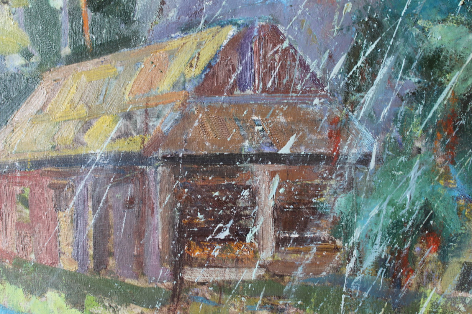 Oil painting Landscape Raining Maria Voloschak - 2