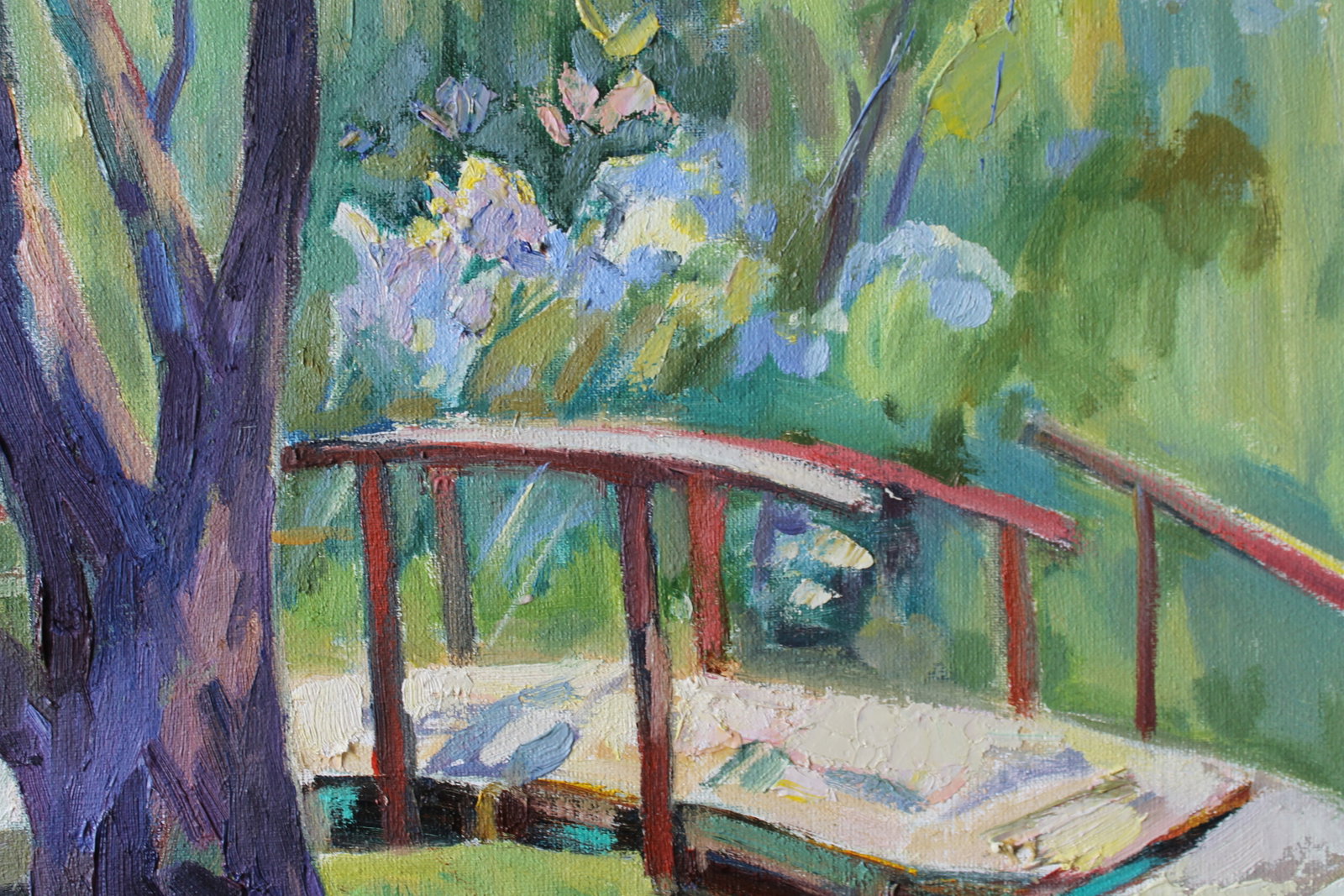 Oil painting Landscape Bridge Maria Voloschak - 2