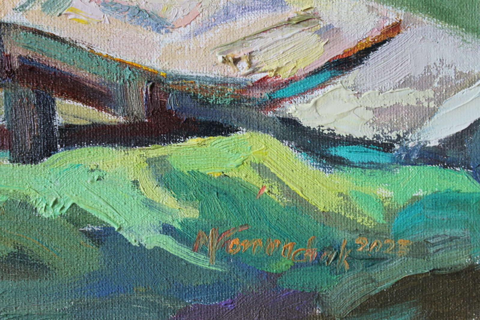 Oil painting Landscape Bridge Maria Voloschak - 4