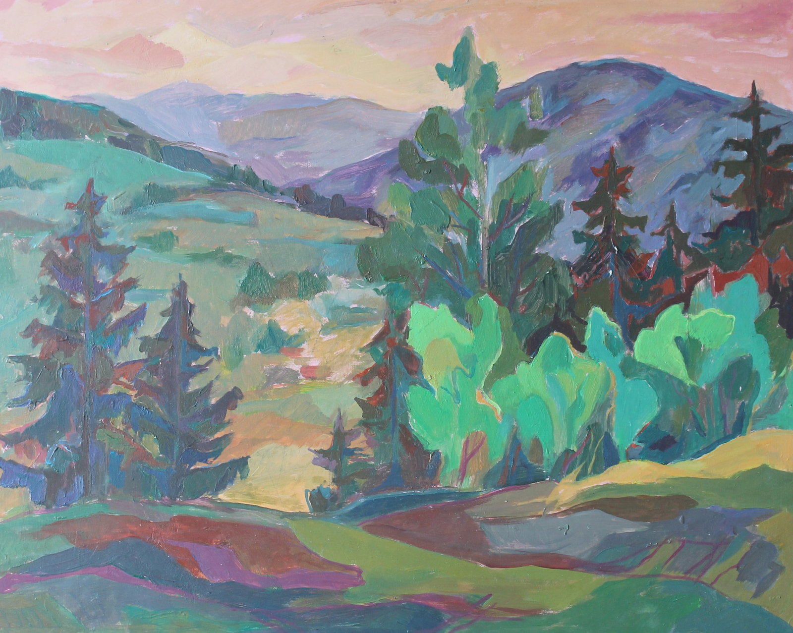 Acrylic painting Landscape Evening Maria Voloschak: Title: Acrylic painting Landscape Evening Maria Voloschak Description: 40Vor Painter: Maria Voloschak Size: 40x50 cm/15,7x19,7 inches Components: acrylic, canvas Original painting from our collection