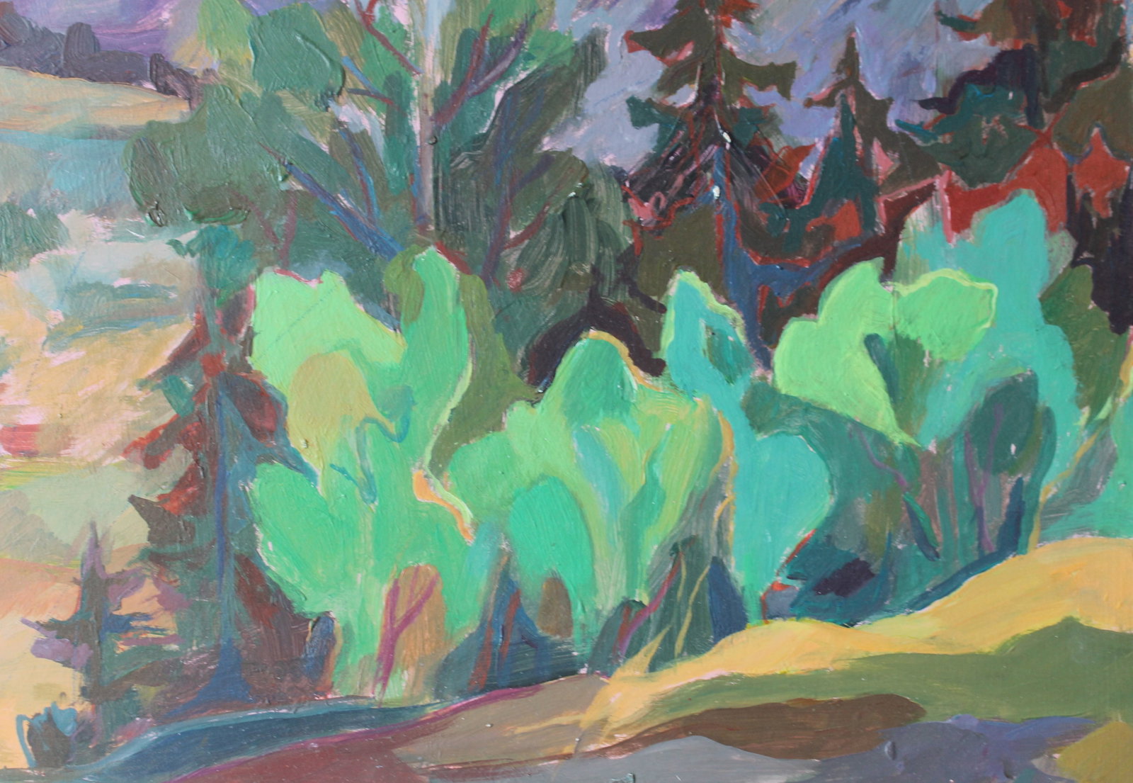 Acrylic painting Landscape Evening Maria Voloschak - 2