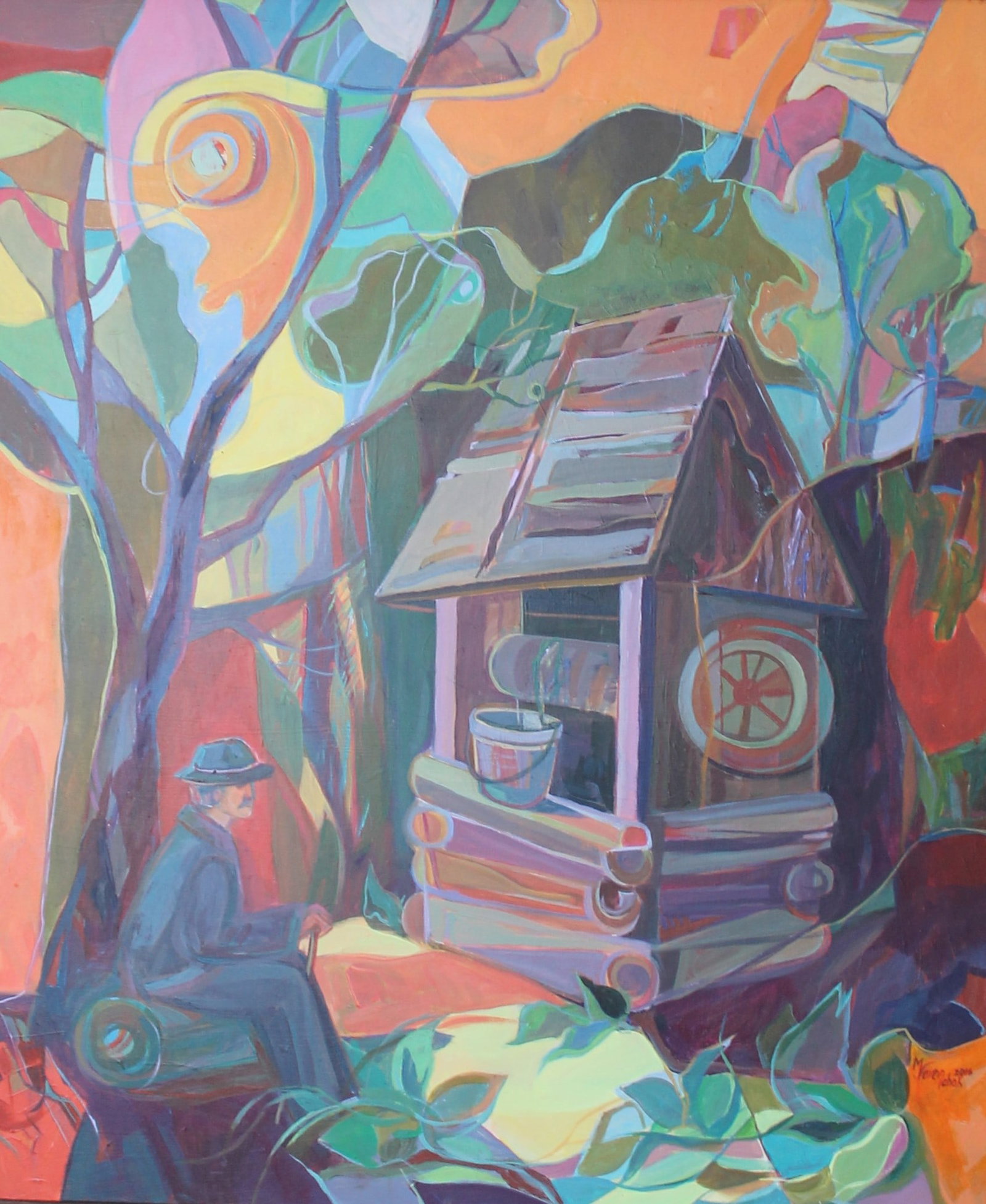 Acrylic painting Landscape Old Well Maria Voloschak (1 of 7)