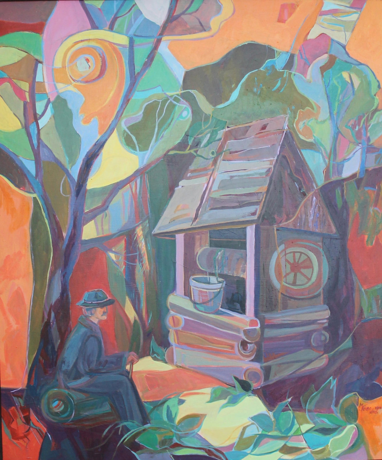 Acrylic painting Landscape Old Well Maria Voloschak - 2