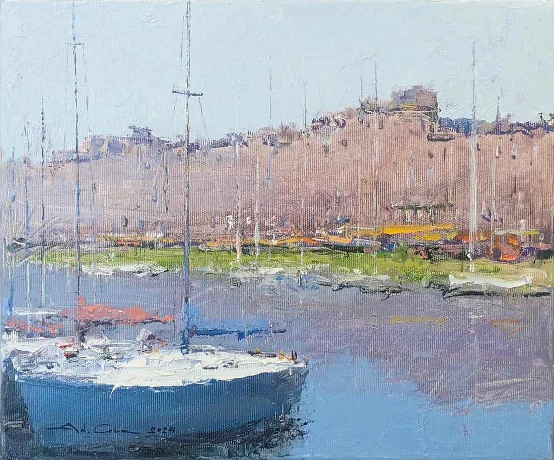 Oil painting France, Honfleur Andrii G.: Title: Oil painting France, Honfleur Andrii G. Description: 06Guk Painter: Andrii G. Size: 25x30 cm/ 9.84x11.81 inches Components: oil, canvas Original painting CONDITION: exellent ERA:2024 ARTIST: In