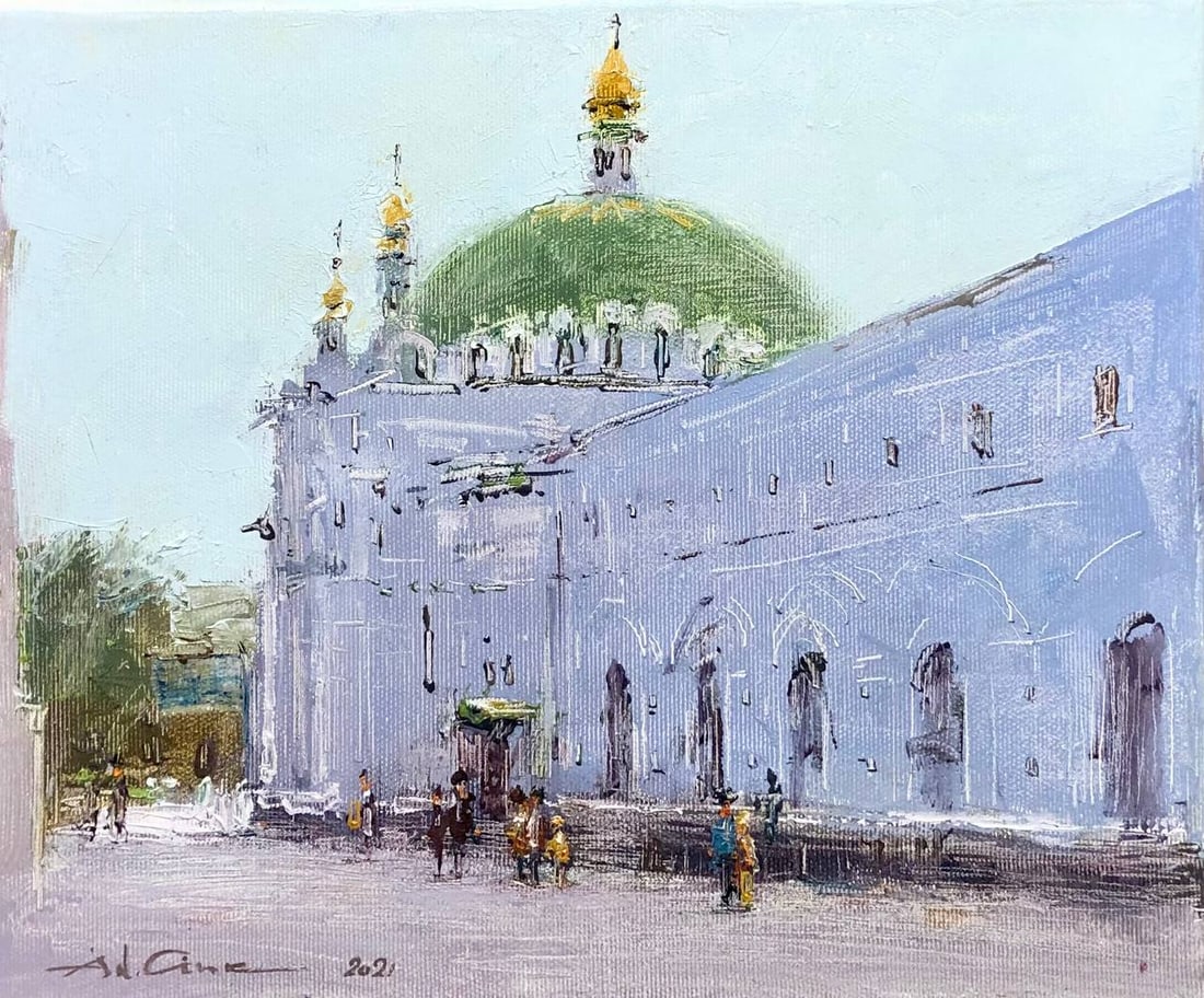 Oil painting Refectory Church, Kyiv Pechersk Lavra Andrii G.: Title: Oil painting Refectory Church, Kyiv Pechersk Lavra Andrii G. Description: 15Guk Painter: Andrii G. Size: 25x30 cm/ 9.84x11.81 inches Components: oil, canvas Original painting CONDITION: