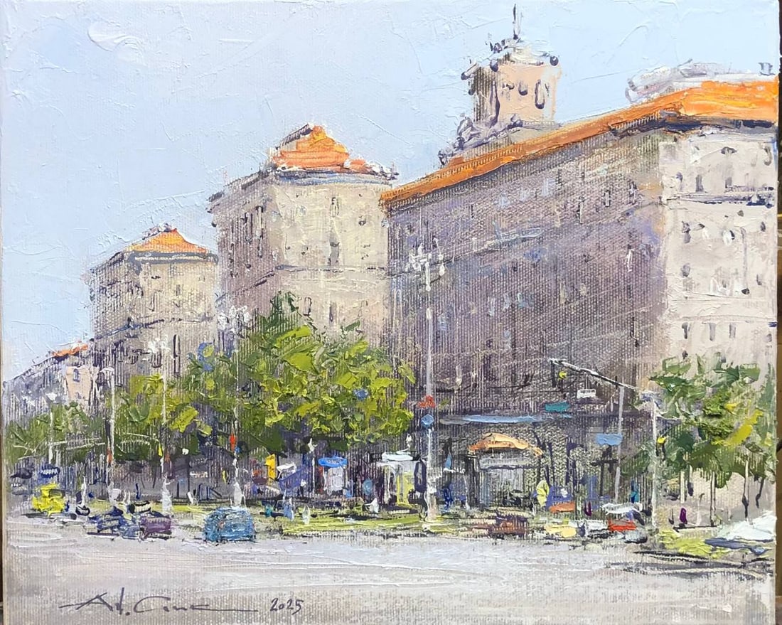 Oil painting khreshchatyk Andrii G.: Title: Oil painting khreshchatyk Andrii G. Description: 35Guk Painter: Andrii G. Size: 25x30 cm/ 9.84x11.81 inches Components: oil, canvas Original painting CONDITION: exellent ERA:2026 ARTIST: In 198