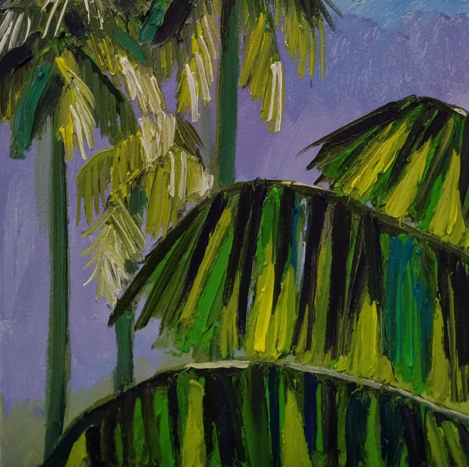 Oil painting Wild tropics Nina L: Title: Oil painting Wild tropics Nina L Description: 20Lt Painter: Nina L. Size: 40x40 cm/ 15.74x15.74 inches Components: oil, canvas Original painting CONDITION: exellent ERA: 2024 ARTIST: She was