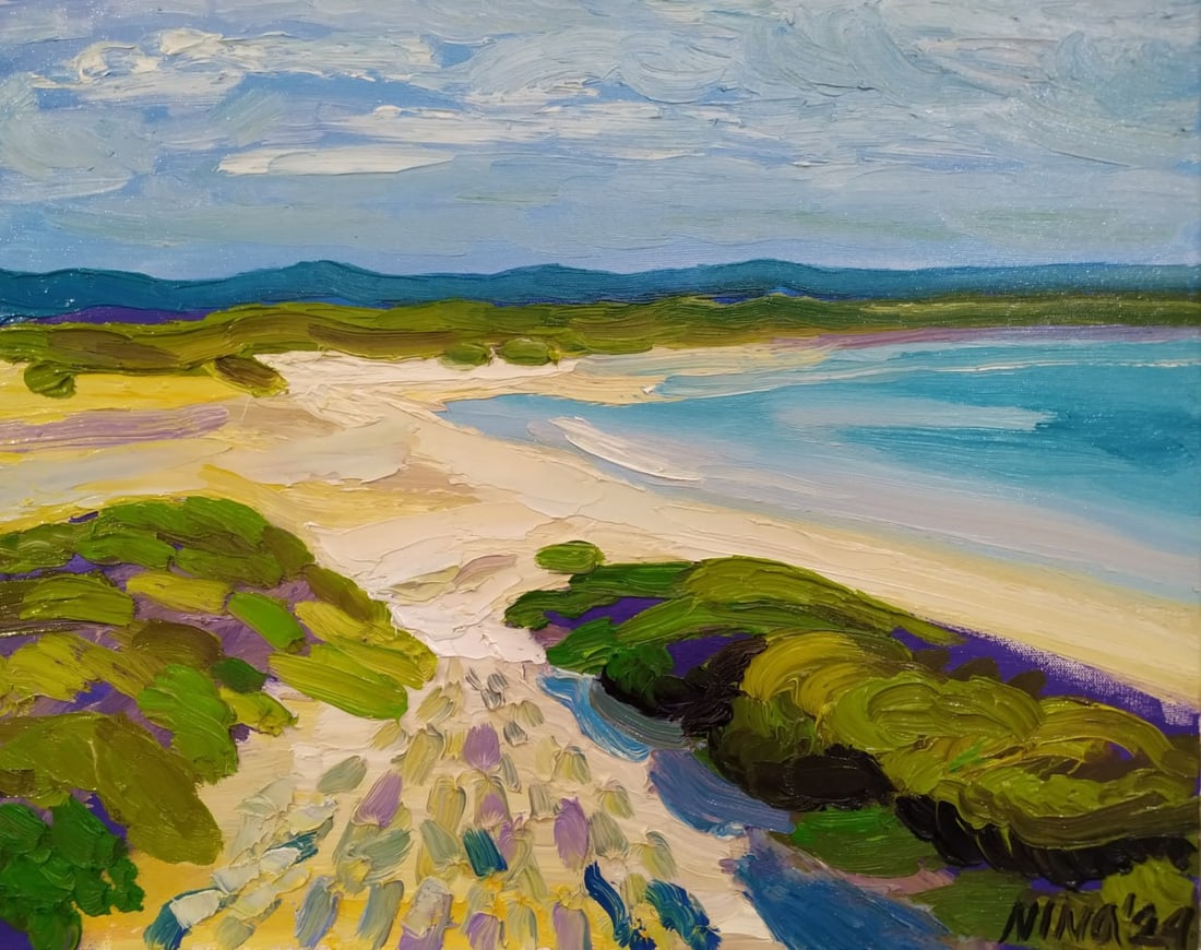 Oil painting Atlit Beach Nina L: Title: Oil painting Atlit Beach Nina L Description: 37Lt Painter: Nina L. Size: 40x50 cm/ 15.74x19.68 inches Components: oil, canvas Original painting CONDITION: exellent ERA: 2024 ARTIST: She was