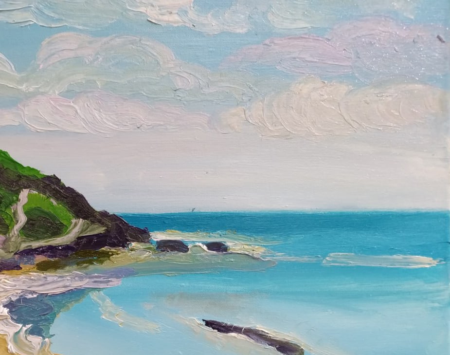 Oil painting Atlit Beach Nina L - 3