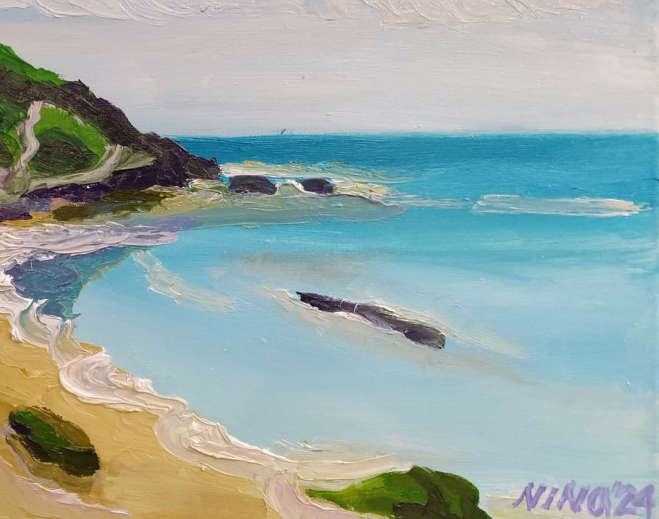 Oil painting Atlit Beach Nina L - 5