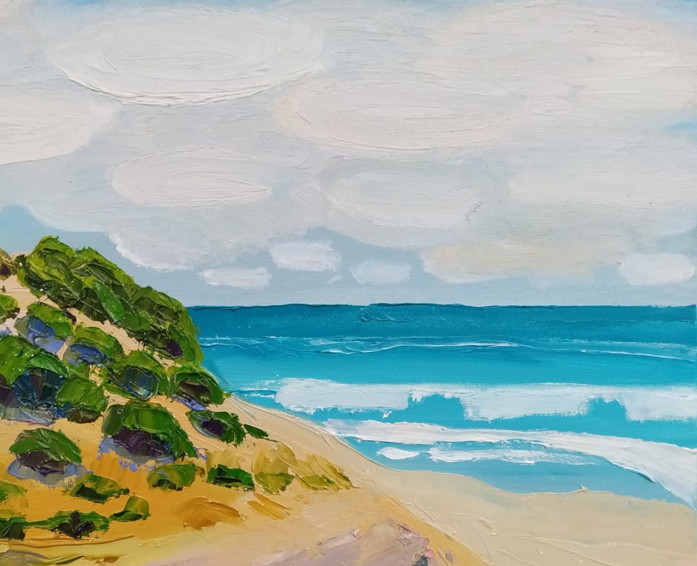 Oil painting Atlit Beach Nina L - 3