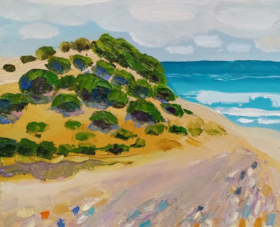 Oil painting Atlit Beach Nina L - 4