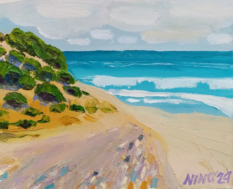 Oil painting Atlit Beach Nina L - 5