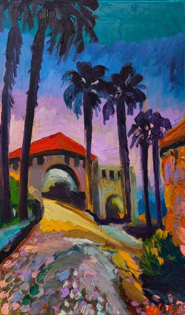 Oil painting Town of Roche Pina Nina L: Title: Oil painting Town of Roche Pina Nina L Description: 147Lt Painter: Nina L. Size: 50x30 cm/ 19.68x11.81 inches Components: oil, canvas Original painting CONDITION: exellent ERA: 2025 ARTIST: